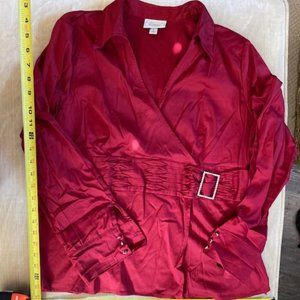 NWOT - Dress Barn Long Sleeve Red Collared Shirt